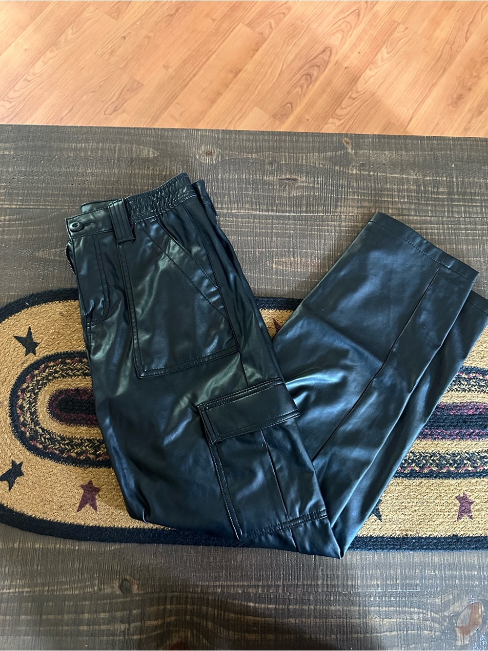 American Eagle Black Vegan Leather Cargo Pants
